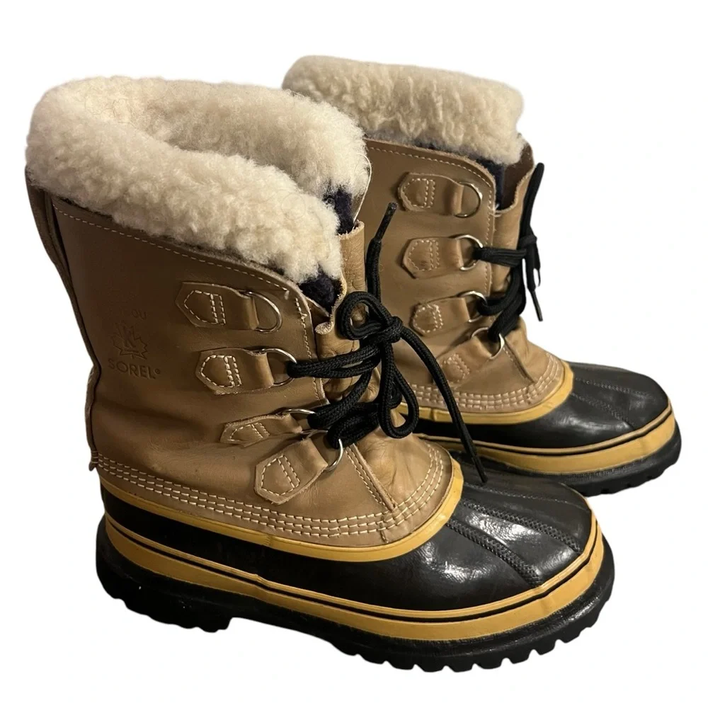SOREL Caribou Waterproof Sherpa Wool Heavy Snow Winter Duck Boots unisex M7 W9